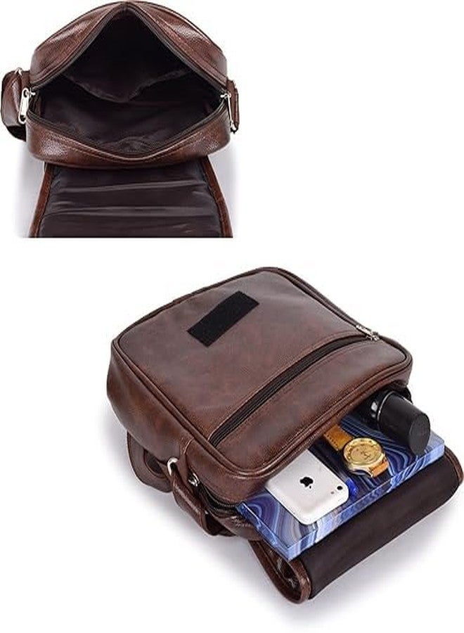 Nyfee Stylish PU Leather 1 Compartment Sling Bag/Cross Body/Travel/Office/Messenger/Business/One Side Shoulder Bag for Men & Women (Capacity - 7L) (Brown) - Image 3